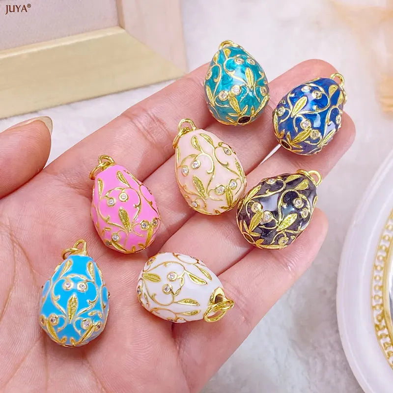 JUYA Neuer 3D-Wassertropfen-Anhänger Böhmen Typ CZ Emaille-Charme für DIY-Halsketten für Frauen Schmuckherstellung Zubehör