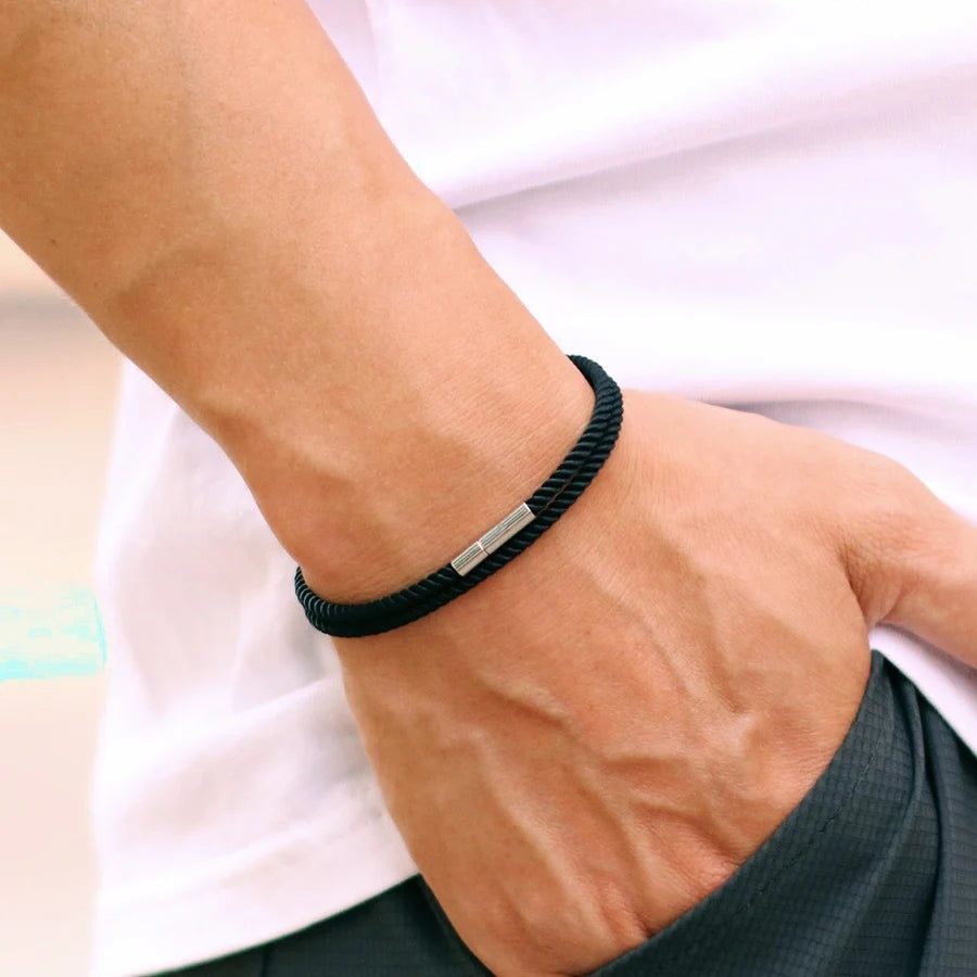 Simple Style 3mm Thin Rope Bracelet For Men Double Layer Braided Wish Braslet Good Luck Red Thread Braclet Outdoor Cycling Joias