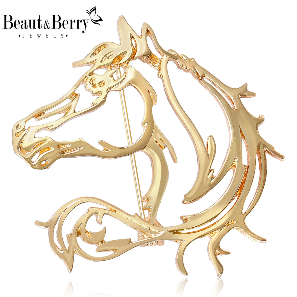 Beaut&Berry Classic Hollow Simple Horse Brooches for Women Zodiac Animal Pins New Year Gift Friends Party Jewellery - Madeinsea©
