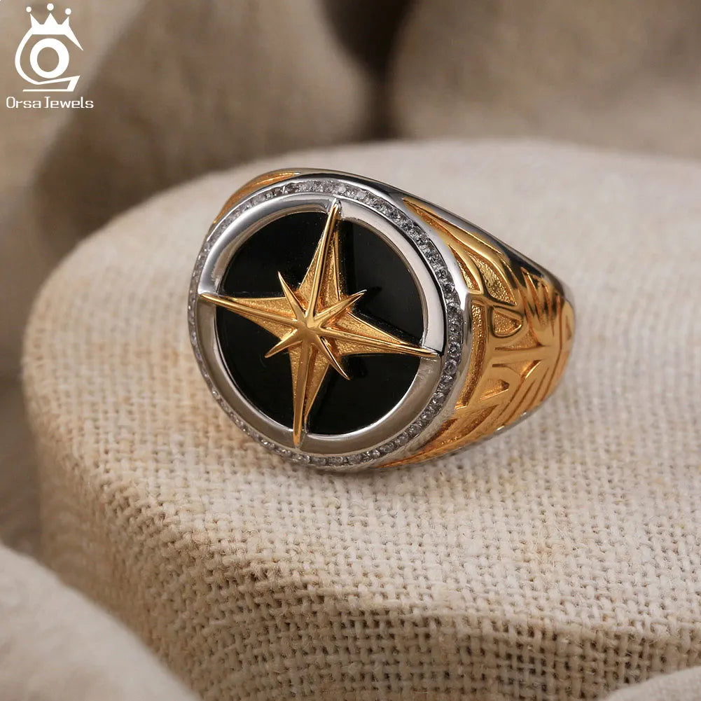 Gold Plated 925 Sterling Silver Vegvisir Viking Compass Ring - Madeinsea©