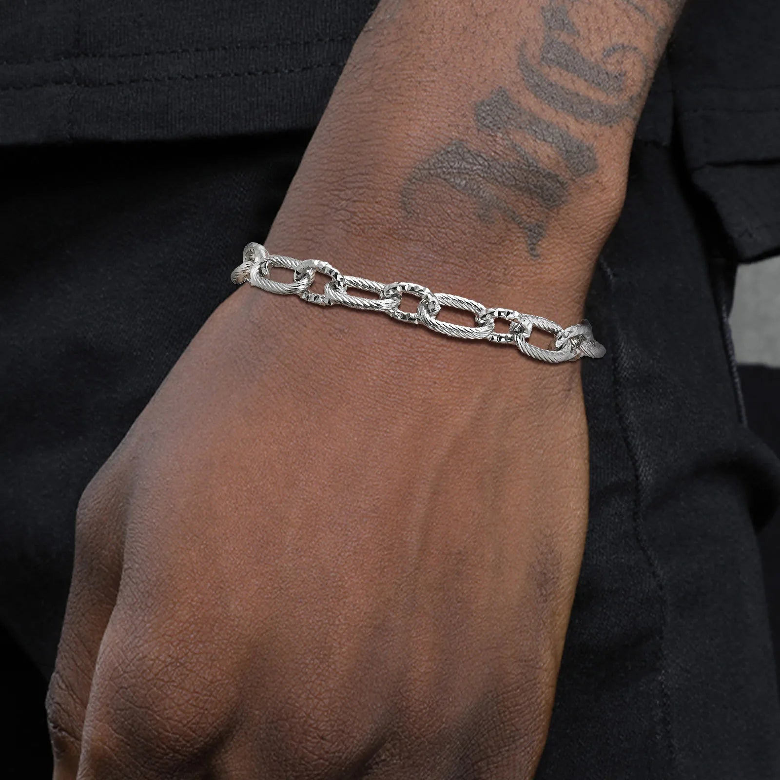 Vnox Cool Hand Made Stainless Steel Links Bracelets, Waterproof Mens Metal Chain Wristband, Punk Rock Jewelry
