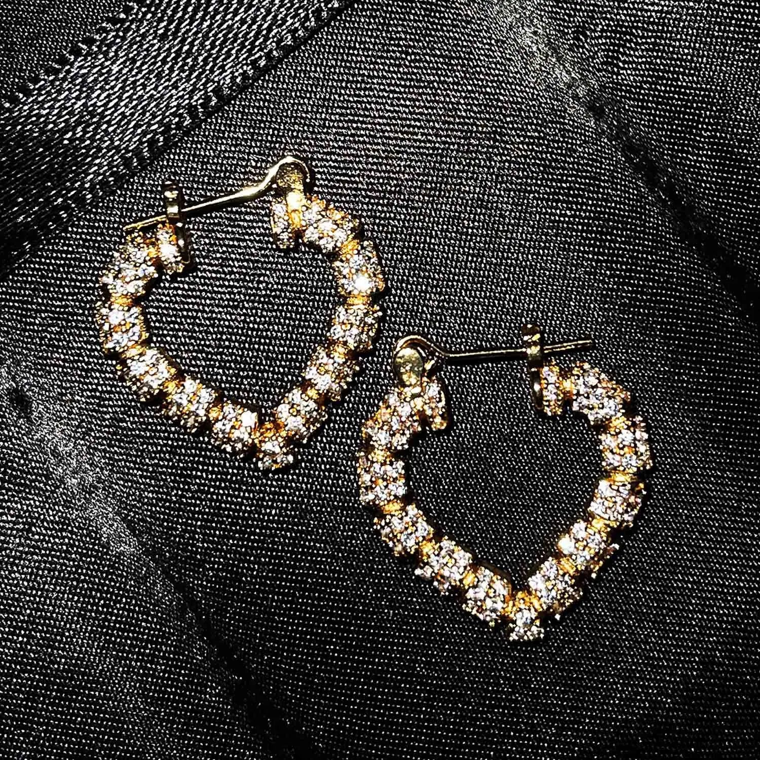 Real Gold Earrings for Women Heart Office/career Anniversary Fine Jewelry Earrings Gifts Aretes De Mujer