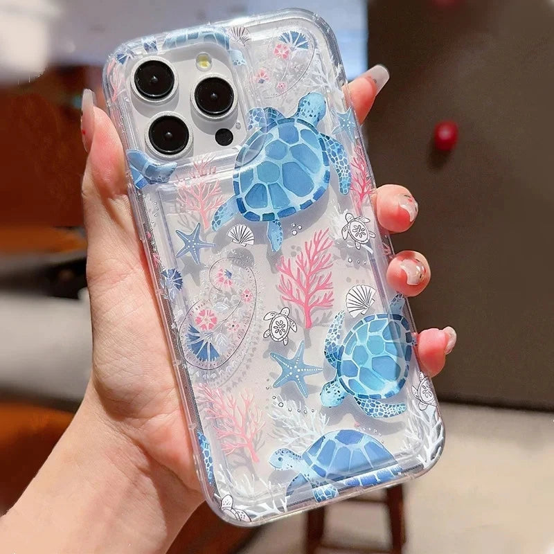 Summer Ocean Turtle Dolphin Print Clear Case for Xiaomi Redmi Note 12 4G Redmi Note 13 Pro Plus 5G 12S 11S 11 10S 10 9 9S Cover