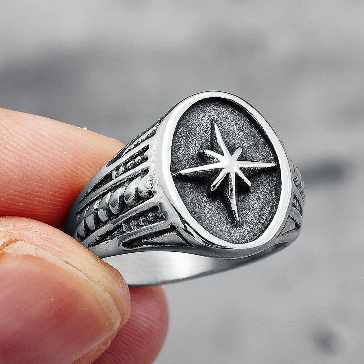 316L Edelstahl Ringe North Star Glänzende Mode Männer Cool Ring für Freund Fahrer Biker Schmuck Einzigartige Beste Geschenk Großhandel