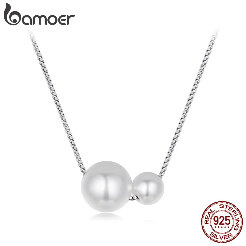 BAMOER Perlenanhänger-Halskette aus 925er Sterlingsilber für Damen, zierliche, vergoldete Perlen-Choker-Halskette, ideales Geburtstagsgeschenk