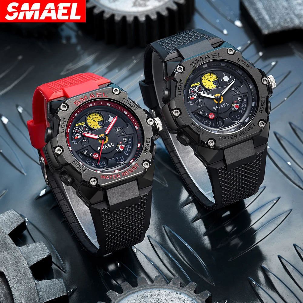 SMAEL 8092 Electronic Quartz Watch Students Multifunction Waterproof Luminous Alarm Clock Calendar Outdoor Sport Watches for Man
