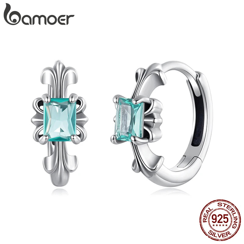 BAMOER Solid 925 Sterling Silver Iris Flower Hoop Earrings Huggie for Women Teens Flower Hoop Earrings Cartilage Earrings
