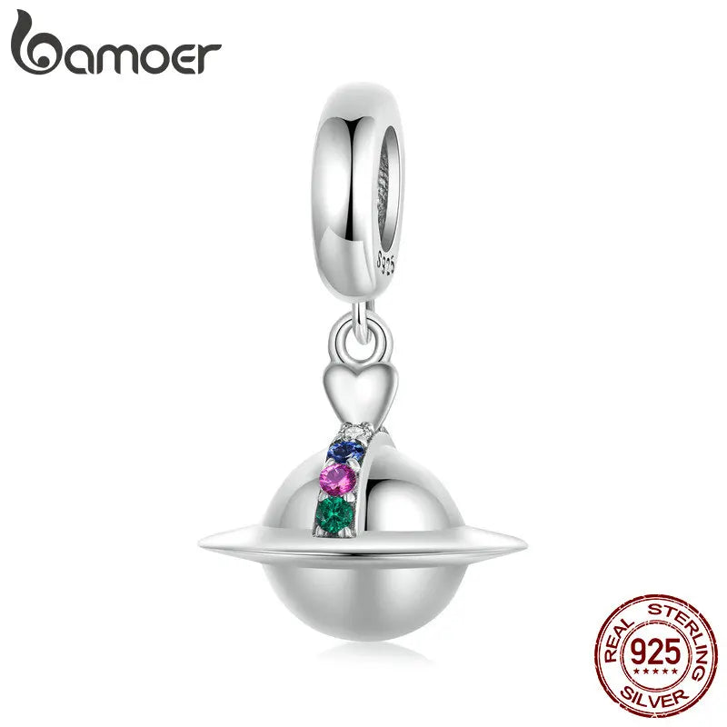 BAMOER 925 Sterling Silber Planet Anhänger Charm passend für Original Armbänder & Halsketten Schmuck DIY 925 Bamoer Charm Perlen SCC2857