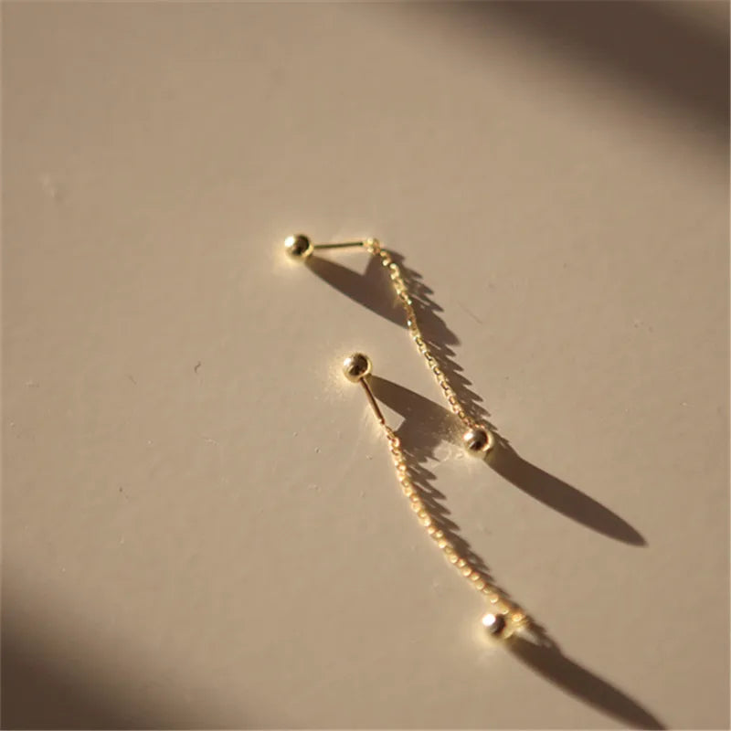 925 Sterling Silber Einfache Gold Perlen Schraube Ohrringe für Frauen Koreanische Temperament Vielseitig Schmuck