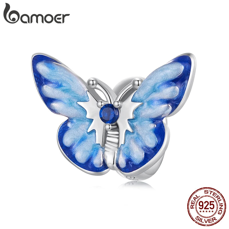 BAMOER Solid 925 Sterling Silver Dreamy Butterfly Charm fit Original Bracelet DIY Jewelry Accessories bamoer Insect Beads