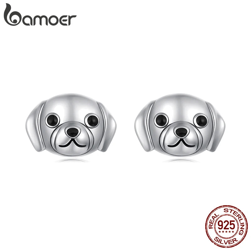 BAMOER Ohrringe aus 925er Sterlingsilber mit Labrador-Motiv für Damen und Mädchen, Schmuck mit Tiermotiv für Tierliebhaber SCE1878
