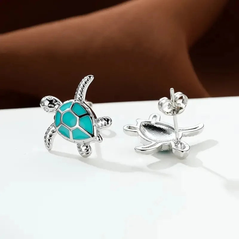 Cute Exquisite Sea Turtle Earring Creative Colorfor Lovely Animal Stud Earrings for Women Girl Trendy Jewelry Gifts