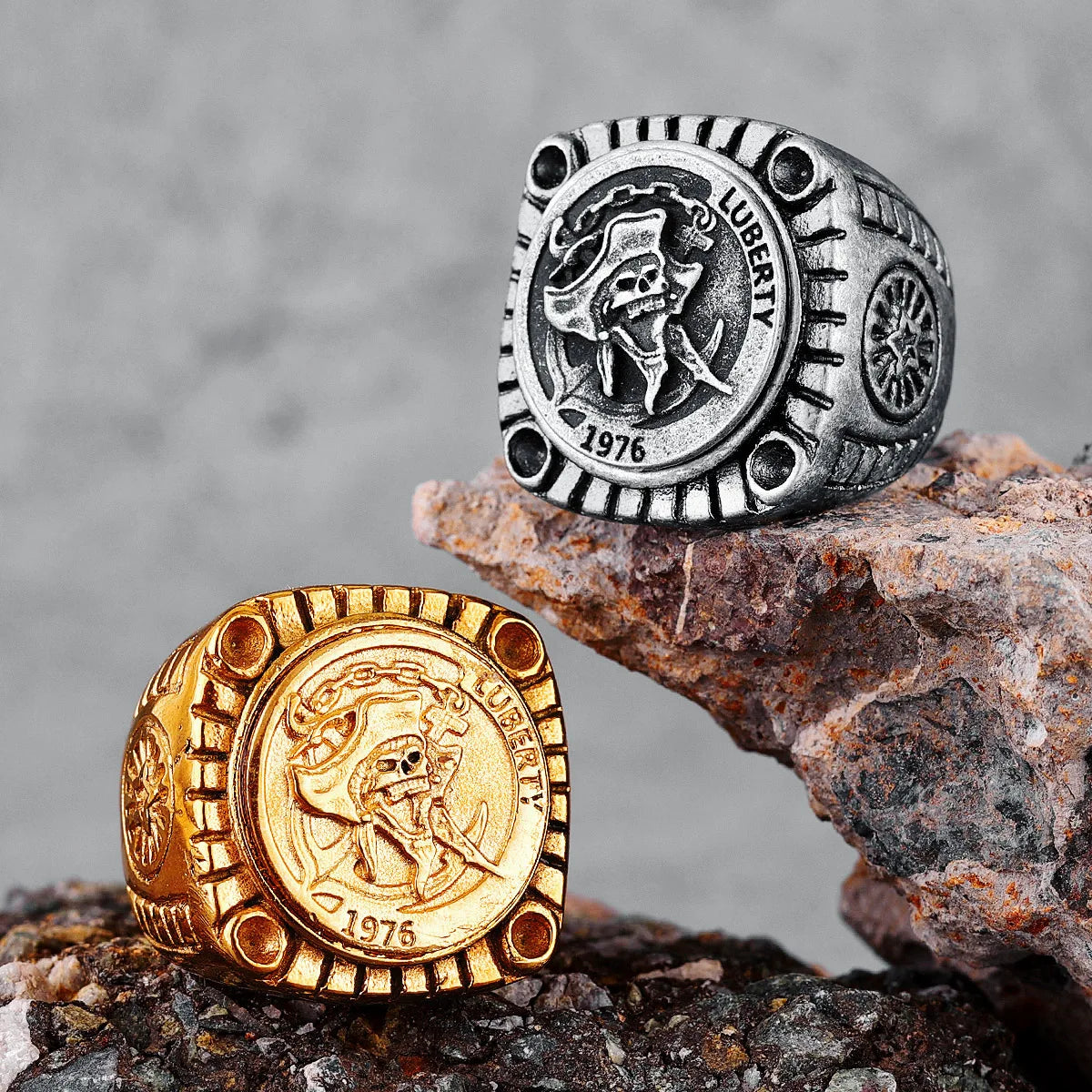 Pirate Captain Ring 316L Stainless Steel Men 1976 Rock for Rider Male Boyfriend Jewelry Best Gift Accessories Dropshipping