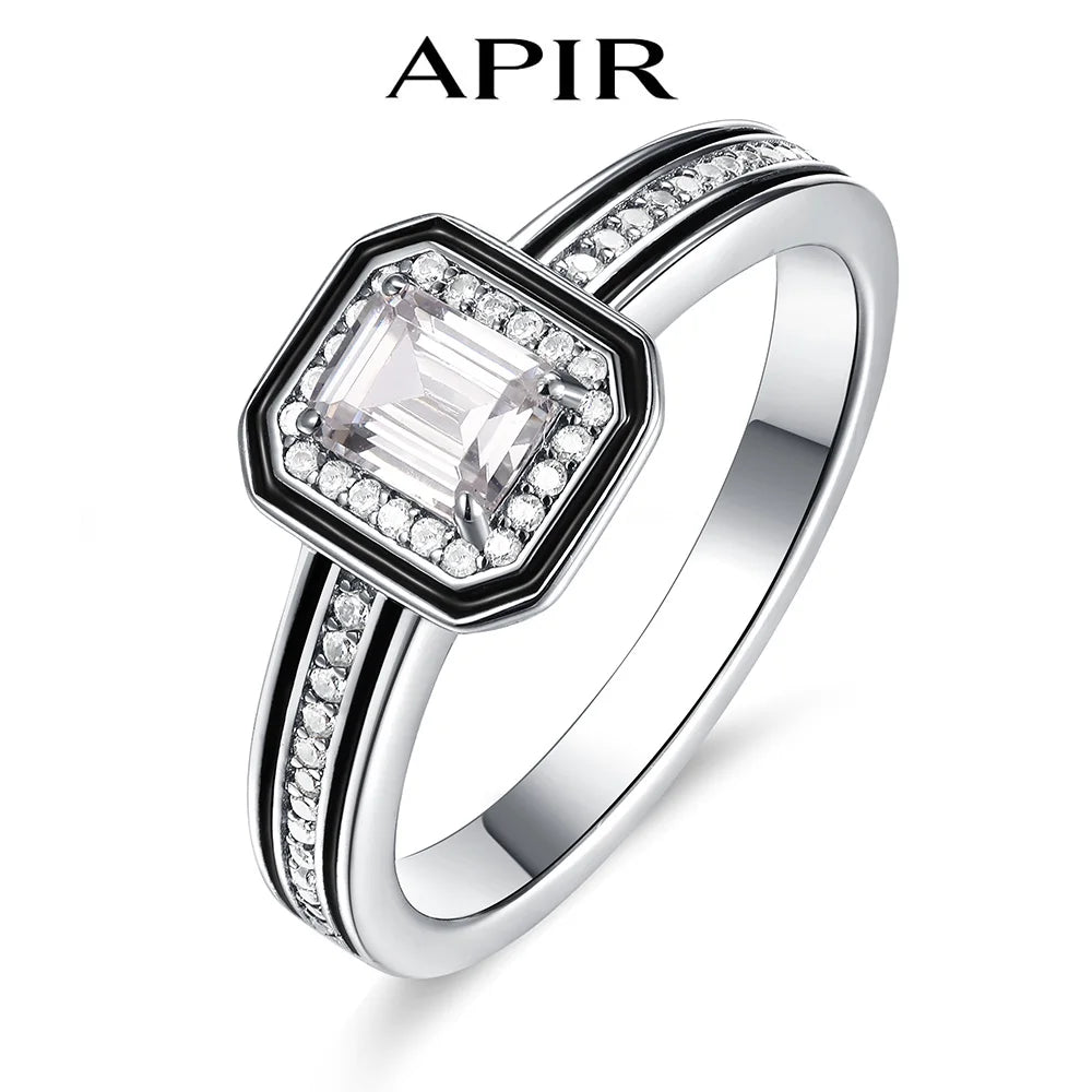 APIR Claw Inlaid Grandmother Cut 5A Square Zircon Ring for Women Man K Gold Plated Rose Gold Fashion Luxury Quality Jewelry Ring