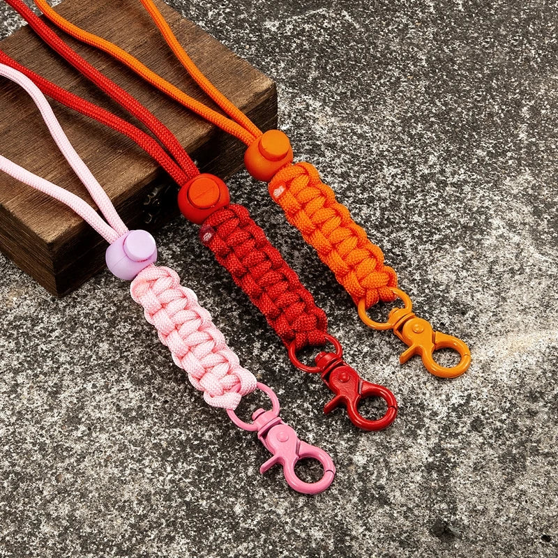 MKENDN Outdoor Rock Climbing Colorful Paracord Flat Knot Keychain Camping Rescue Emergency Rope Key Chains Handmade Gifts