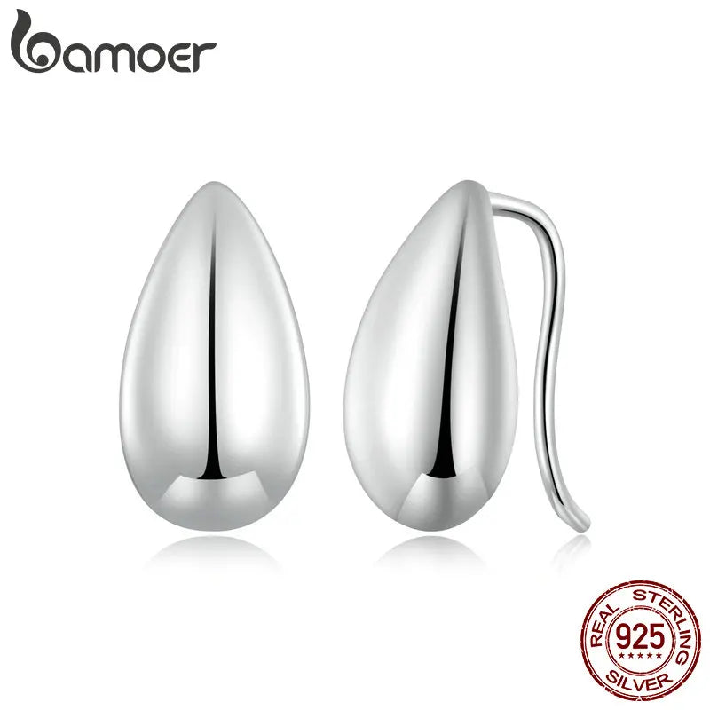 BAMOER Authentische 925 Sterling Silber Glänzend Waterdrop Ohrringe Teardrop Stud Ohrringe für Frauen Einfache Feine Schmuck Geschenk BSE869