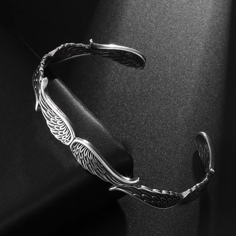Retro Angel Wings Bracelets Men Women Punk Silver Color Adjustable Bracelets Unisex Accessories On Hand Wrist Gift For Lovers