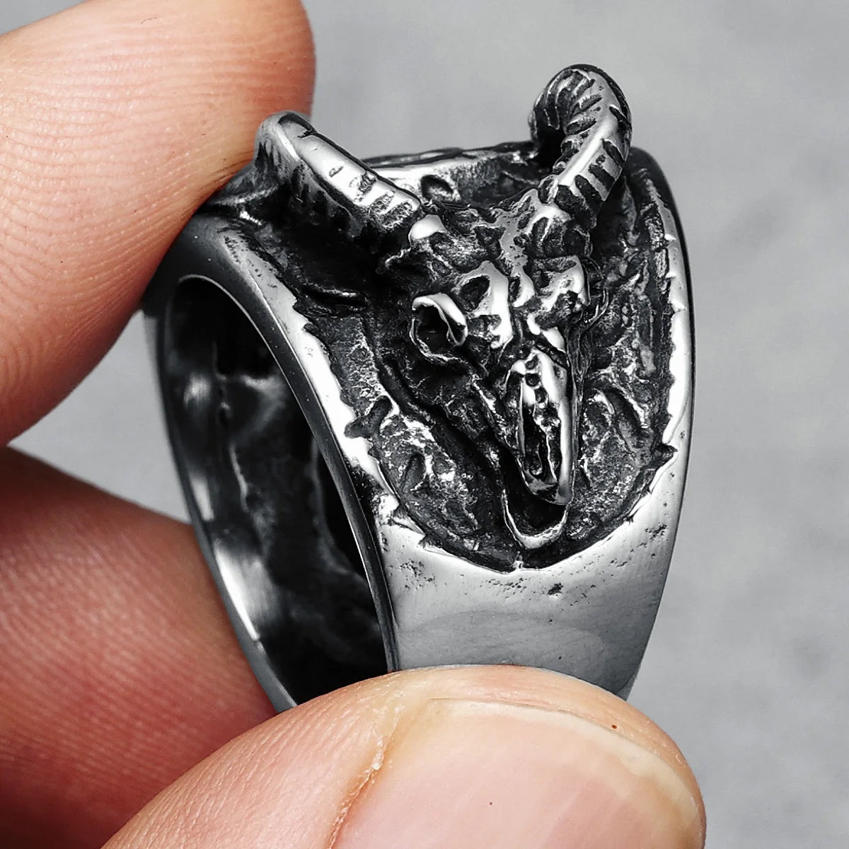 Satan Pentagramme Hommes Anneaux En Acier Inoxydable 316L Punk Enfer Rock Démon Rap Fête pour Motard Ami Masculin Bijoux Meilleur Cadeau En Gros