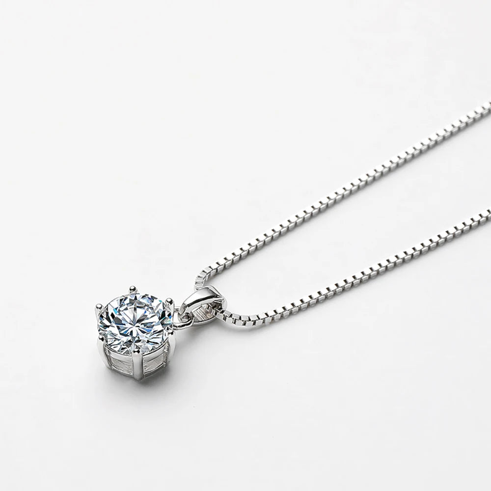 Serenity 1-10ct D Color Big Moissanite Pendant Necklace Women Wedding Gift S925 Sterling Silver Sparkling Lab Diamond Neck Chain - Madeinsea©