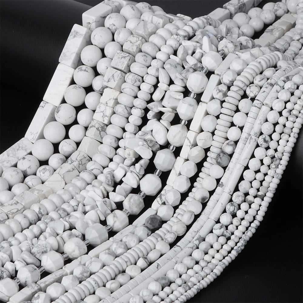 New Arrival Natural Howlite Stone Bead White Turquoises Loose Beads Jewelry Making Perles Gem Loose Beaded Diy Bracelet Necklace