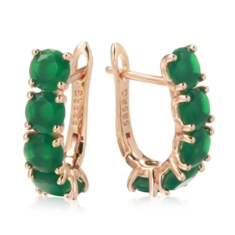 14K Multi Gold Ring for Women Natural Emerald with Diamond Jewelry Anillos De Bizuteria Anillos Mujer Gemstone earrings Box