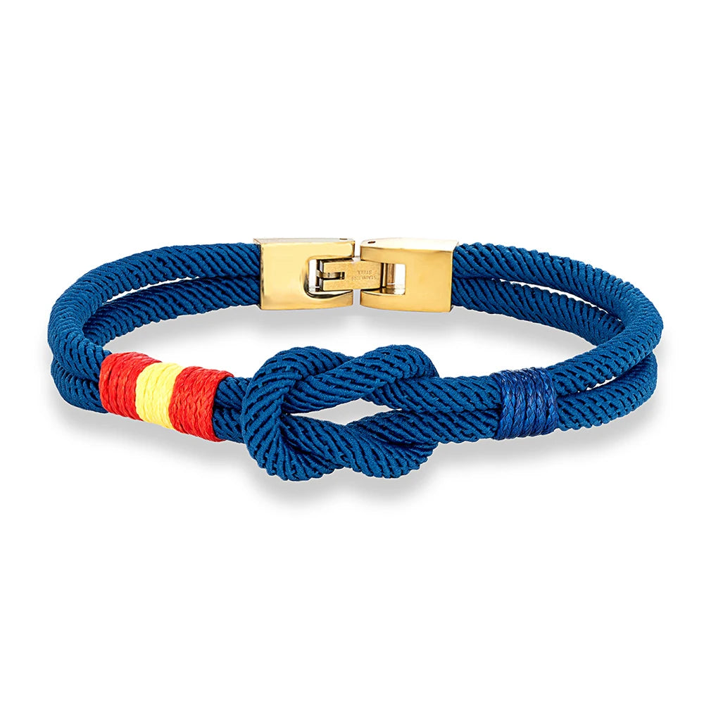 MKENDN Classic Infinity Men Women Spain Flag Double Strand Nautical Rope Bracelet 316L Watch Band Buckle Lucky Patriotic Gifts - Madeinsea©
