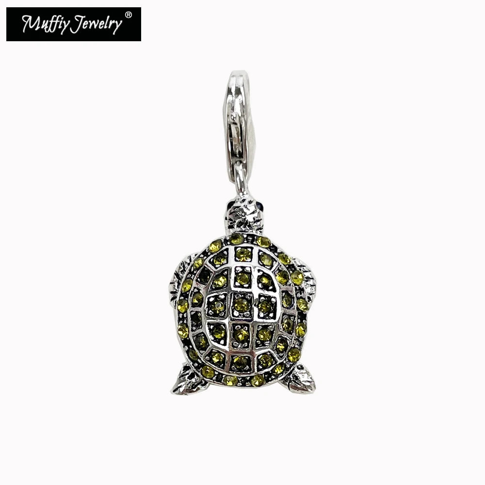 Charms Anhänger Grüne Schildkröte Zirkon Steine 925 Sterling Silber Schmuck Zubehör Fit Armband Halskette Feine Bijoux Geschenk Für Mann
