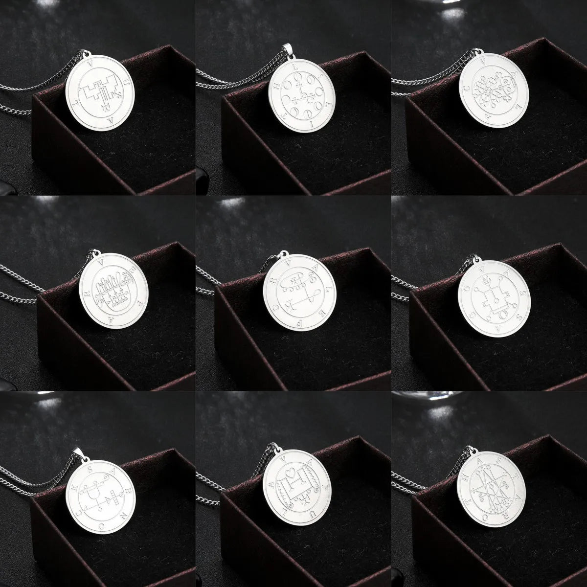 Collier en acier inoxydable Dreamtimes Sigeal Sigil De Lucifer Satan Asmoday Lazer Key Baphomet Stamp Demon Seal Necklace Jewelry