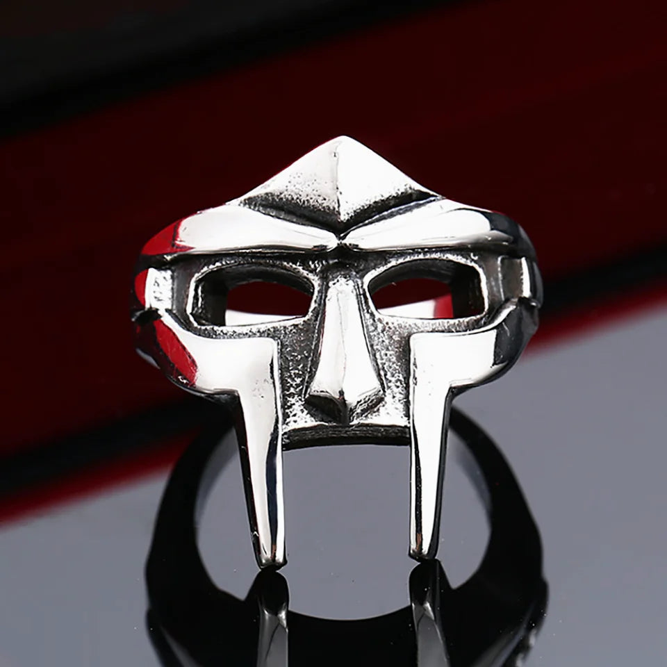 Gothic Vintage Classic Mf Doom Mask Rings Punk Egyptian Pharaoh Stainless Steel Ring For Men Boys Fashion Jewelry Gift Wholwsale