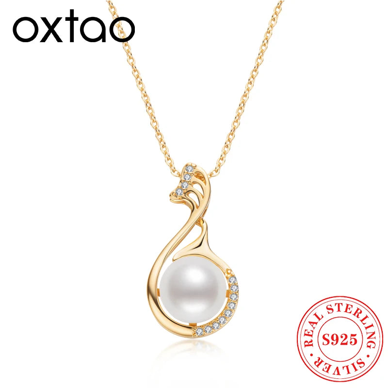 OXTAO 14K Gold Filled 9.5-10mm Natural Freshwater Pearl Necklace Luxury Fashion Jewelry Elegant Female Daily Wear Necklace