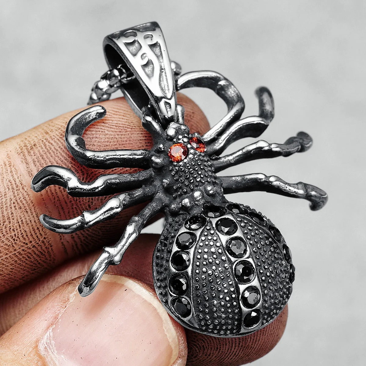 Spider Pendants 316L Stainless Steel Men Gem Necklaces Chain Gothic Trendy Rap Punk Rock Party Jewelry Special Gift Dropshipping