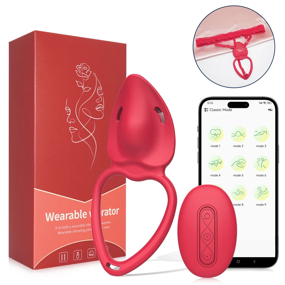App Control Wearable Panty Vibrator Female 9 Vibration with Wireless Control Penis Ring Clitoral Stimulator Adult Sexy Toys