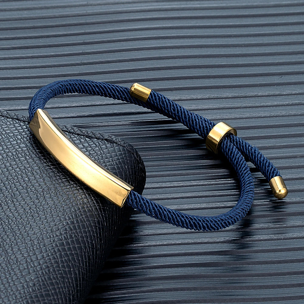 MKENDN Punk SOS Custom logo Name Engrave Text Rope Bracelet customize Stainless Steel Bracelets For Women Men ID Bracelet - Madeinsea©