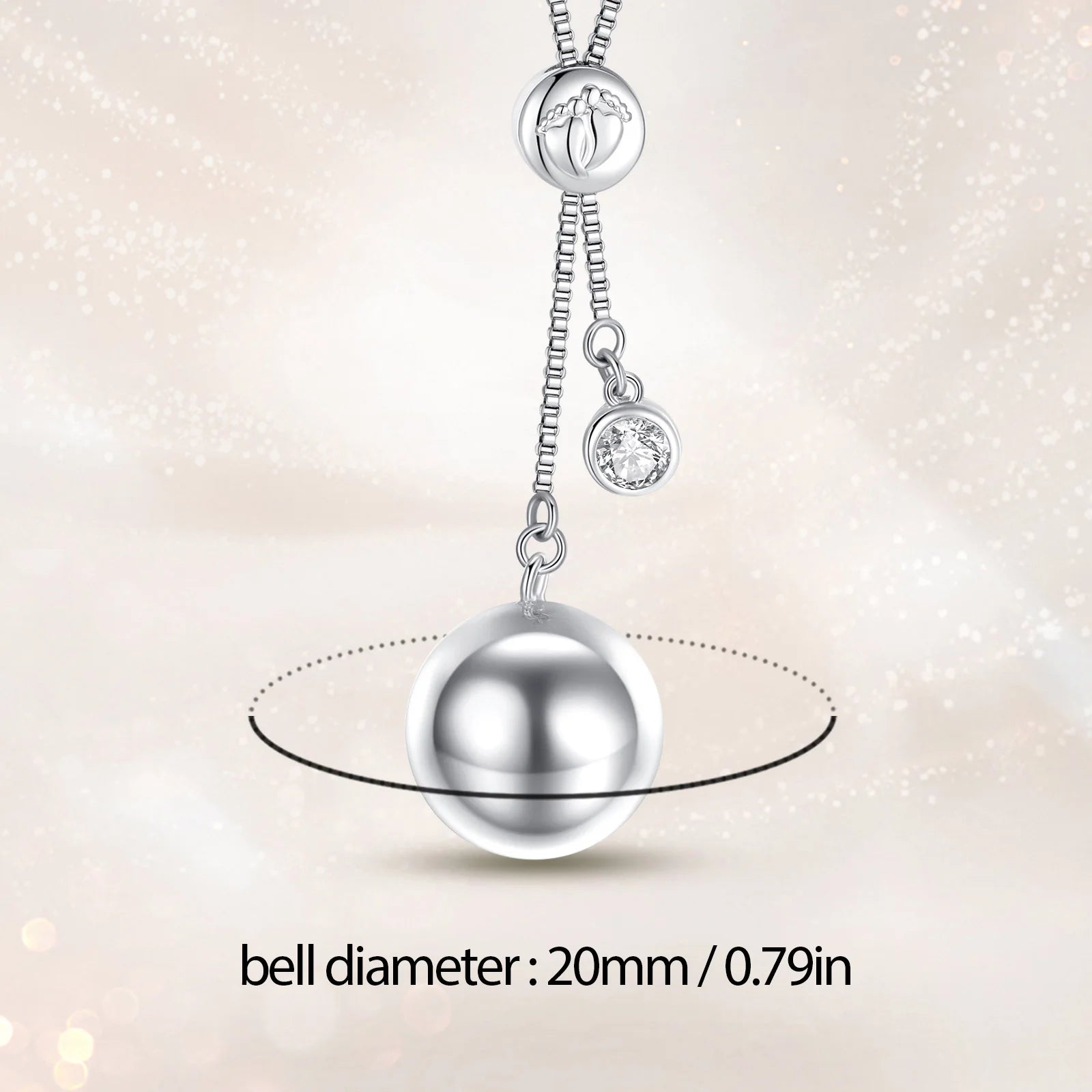 Eudora Collier Bola de Grossesse Pendant White Zircon Harmony Ball Baby Chime Ball Angel Caller Necklace DIY Maternity Jewelry