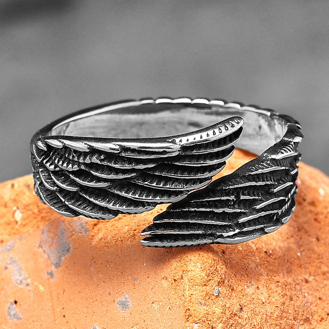 Angel Wings Ring Stainless Steel Unixes Lucky Rings Punk HipHop for Biker Couples Friends Jewelry Best Unique Gift Dropshipping