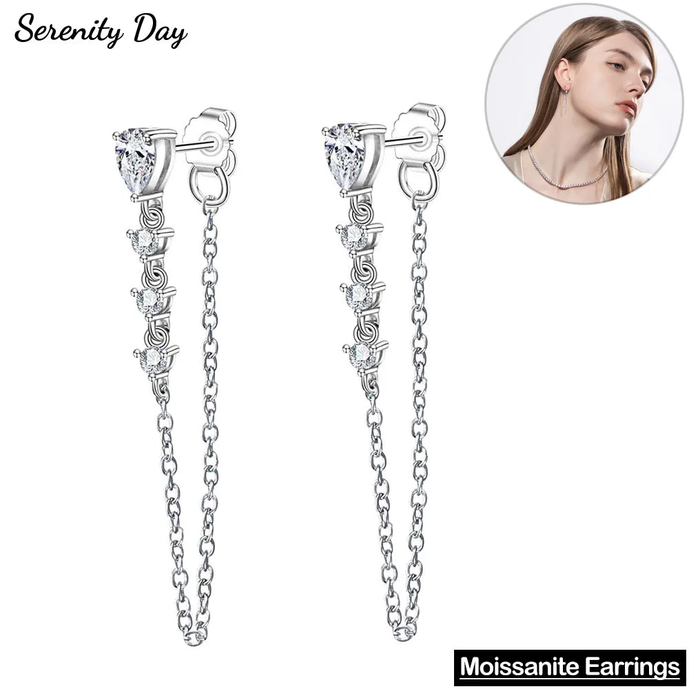 Serenity 1.36ct Pear Cut Moissanite Earrings for Women Gift 100% S925 Sterling Silver Water Drop Tassel Earrings Plated 18K GRA - Madeinsea©