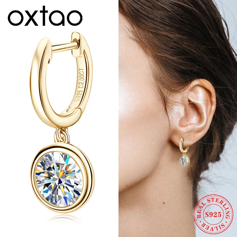 14K Gold 1-3CT Moissanite Hoop Drop Earrings 925 Sterling Silver D Color VVS1 Diamond Ladies Dating Party Fashion Jewelry Gift