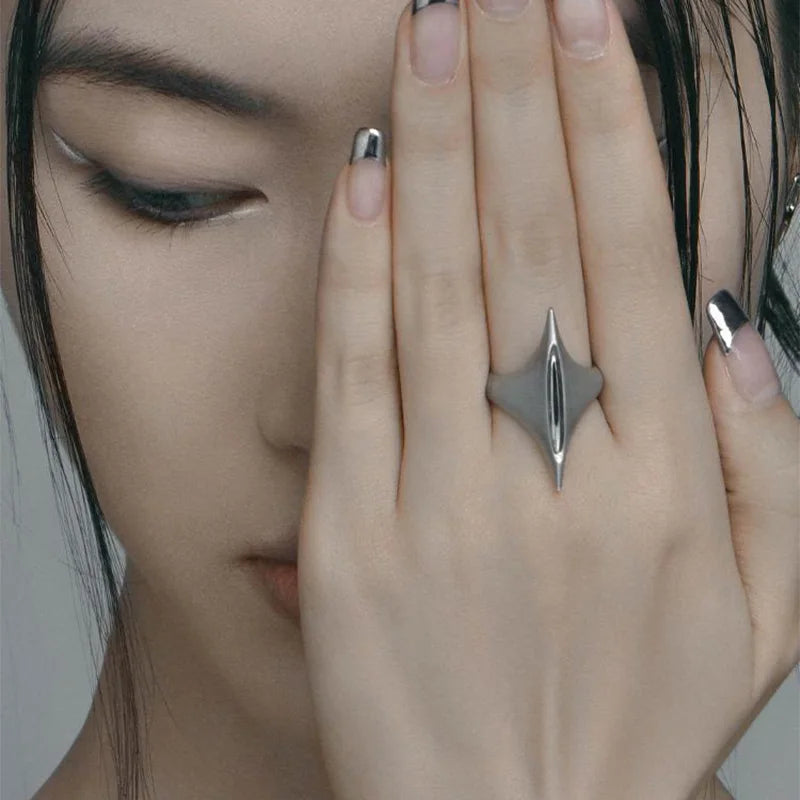 Retro The Sword of Maria Ring For Women Silver Color Punk Gothic Open Ring Handmade Unisex Designer Jewelry Accessories Gift