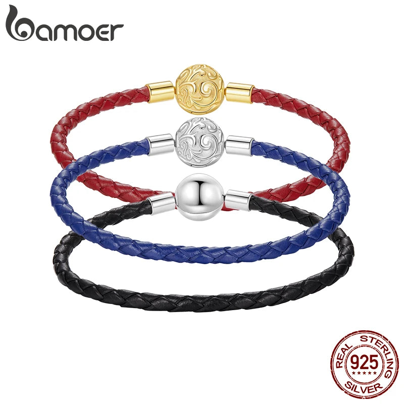 Bamoer Retro-Lederarmband mit Scrollmuster, Glücksbringer-Anhänger aus gewebtem rotem Seil, DIY-Armbänder für Damen, Retro-Schmuckaccessoires