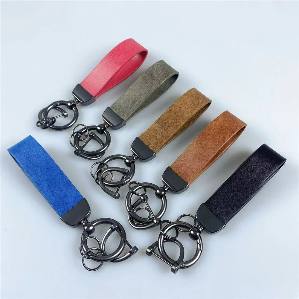 MKENDN Luxury Leather Men Keychain Black Clasp DIY Creative Waist Hanging KeyChain Best Gift Key Ring jewelry Gift