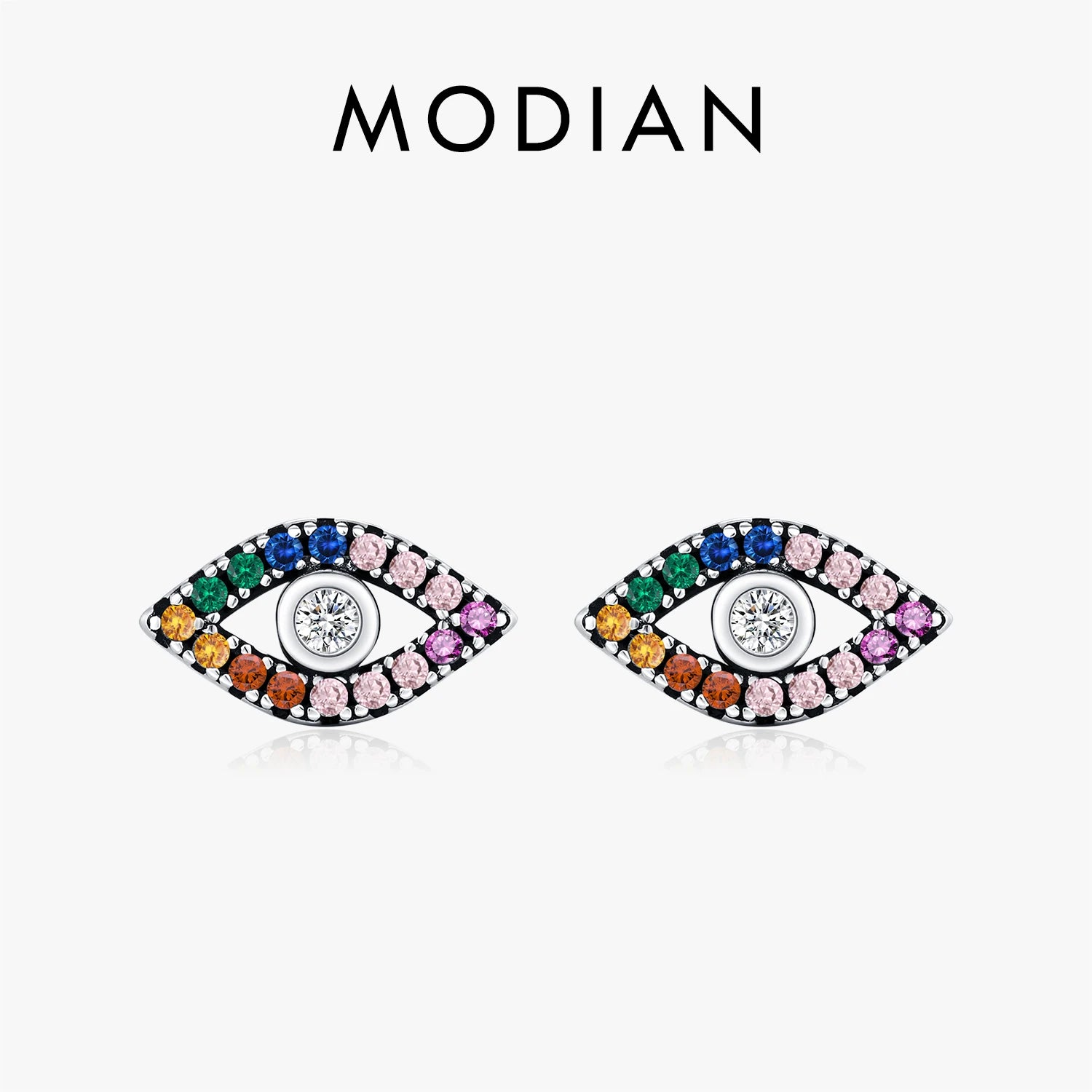 MODIAN 925 Sterling Silver Colorful Zirconia Ear Studs Exquisite Original Design Eyes Stud Earrings For Women Fine Jewelry