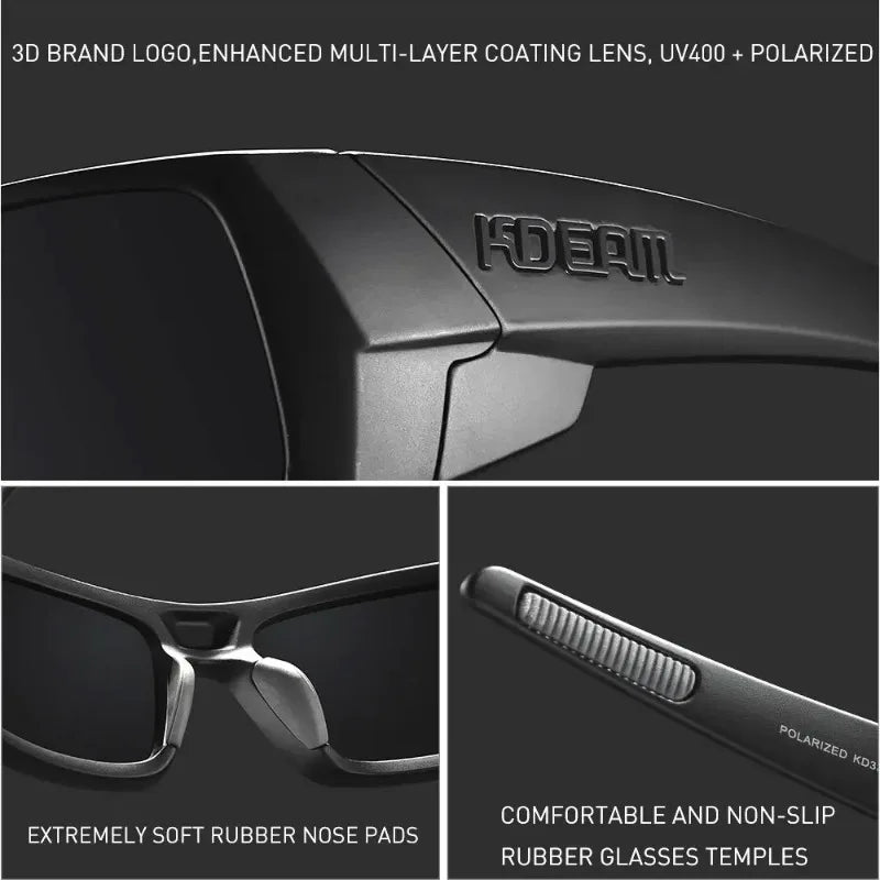 KDEAM Polarized Sun Glasses Men Women Driving Shades Male Rectangular Sunglasses Hiking Versatile Eye Protection UV400 Eyewear