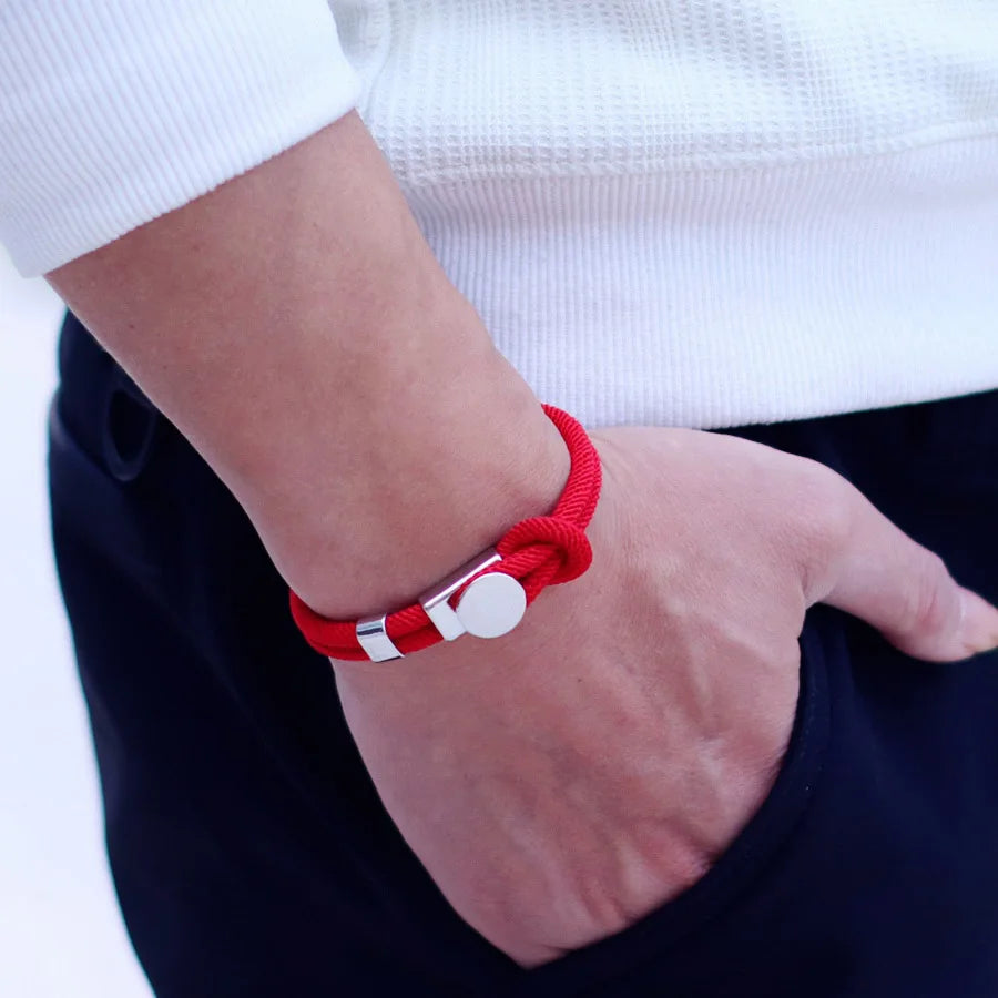 Stylish Men Bracelet Grade A 4mm Rope Wrap Braslet Motorcycle Cool Riding Hand Accessories Good Luck Red Thread Braclet Hombre