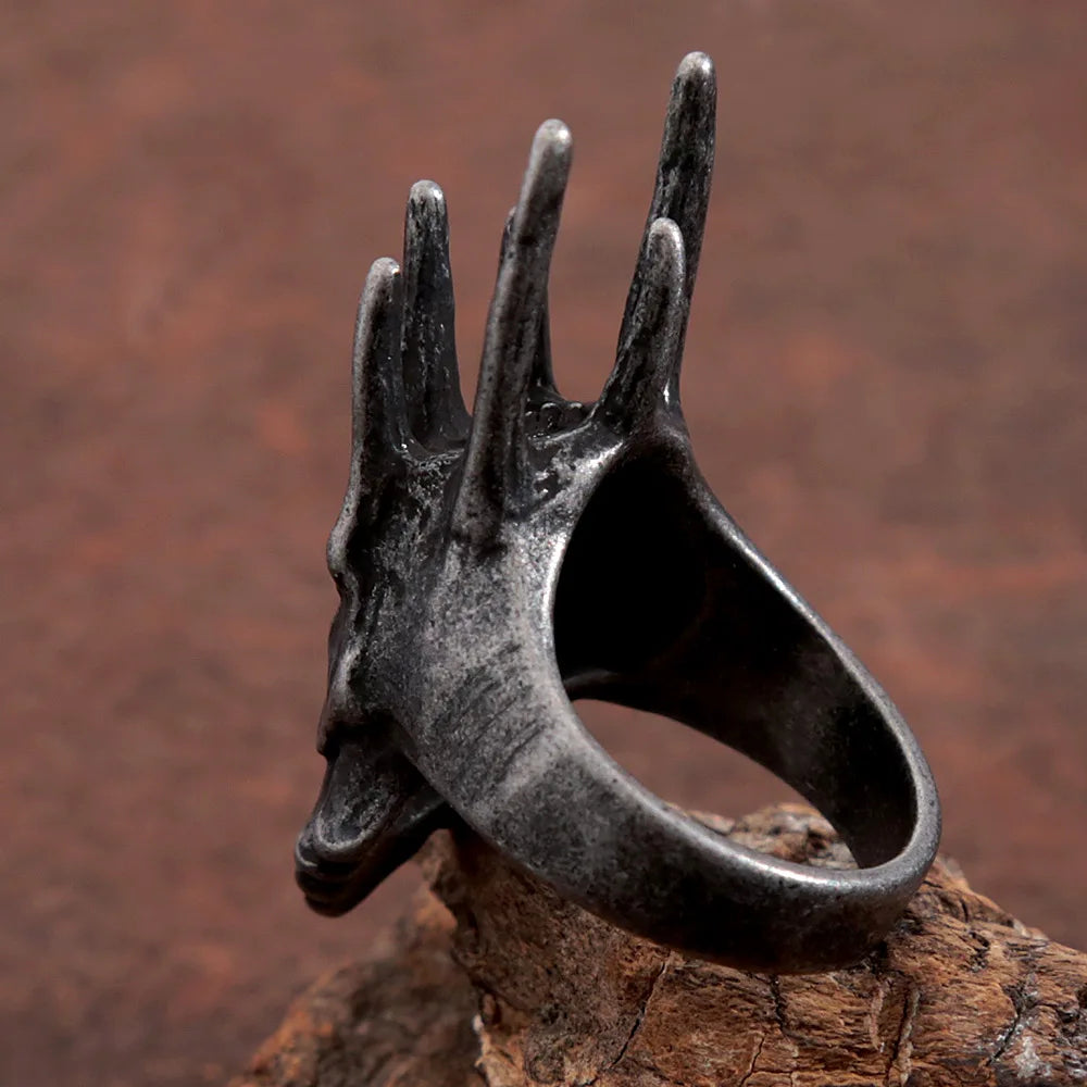 Vintage Black Helm of Sauron Stainless Steel Ring