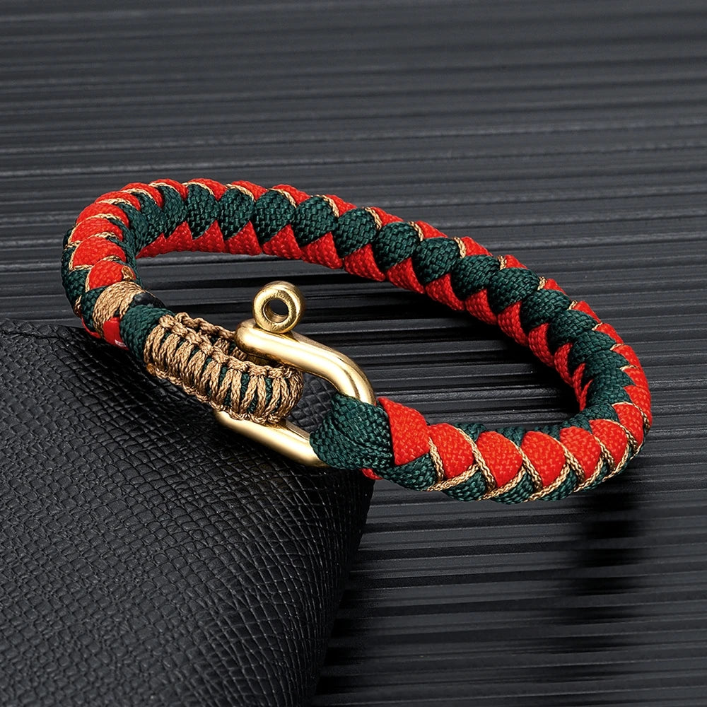 MKENDN Creative Design U shape Brass Shackle Buckle Survival Bracelet Handmade Outdoor Camping Rescue Emergency Rope Bracelet - Madeinsea©