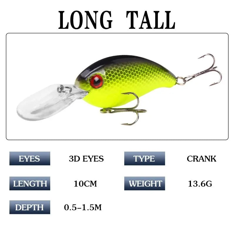 Crank Fishing Lure Bait Wobbler 13.6g 10cm Minnow Isca Artificial 3D Eyes Lures Crankbait For Bass Pike Carp Pesca Tackle