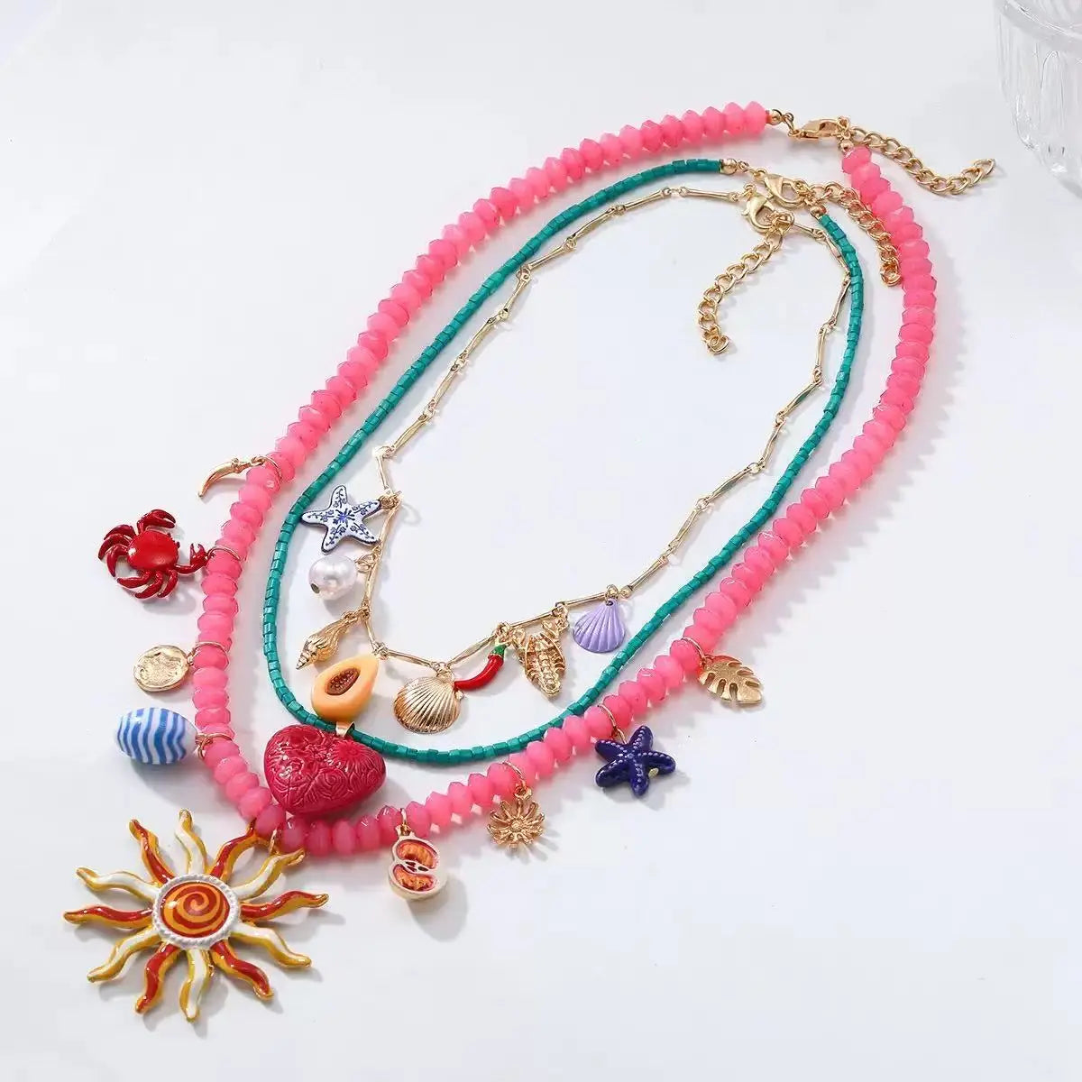 ZAA Fashion Personalized Sun flower multi-layer Necklace