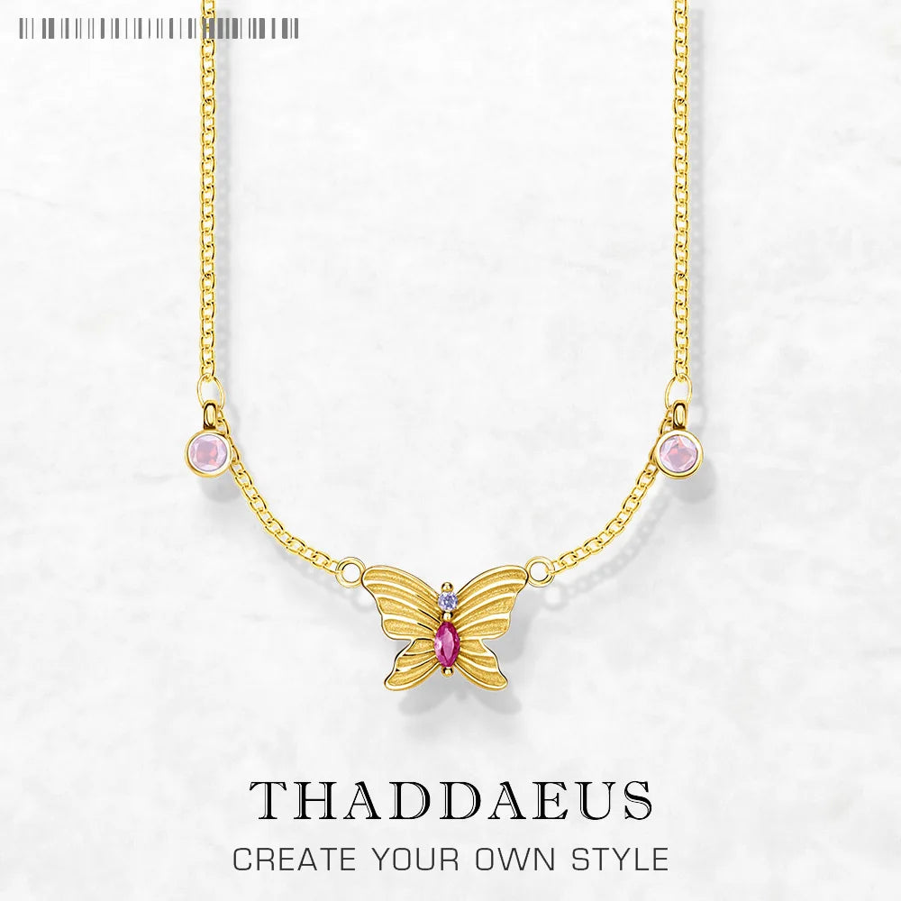 Schmetterling Gold Halskette Link Kette Feiner Schmuck Europa 925 Stering Silber 2022 Brandneu Vintage Geschenk für Frauen