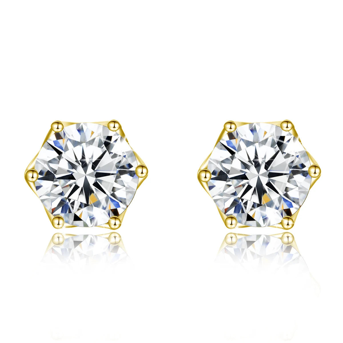 14K Gold Filled Moissanite Ear Stud Piercing Anti-allergy AU585 K Gold Push-Back Stud Earrings for Women Birthday New Year Gift