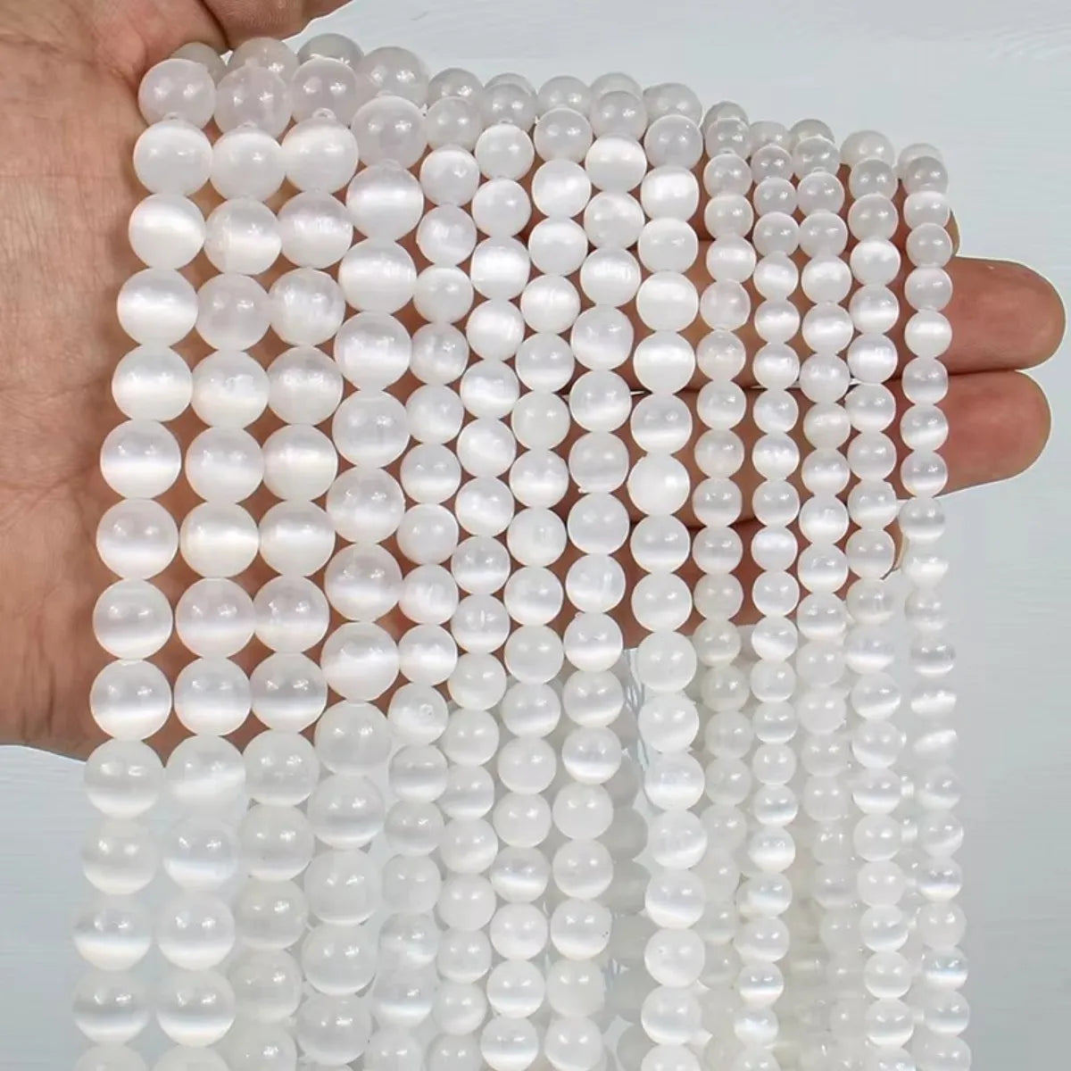 Genuine Natural Selenite Stone Near-round Semi-precious Loose Beads for Bracelet Necklace Diy Jewelry Making Accessories